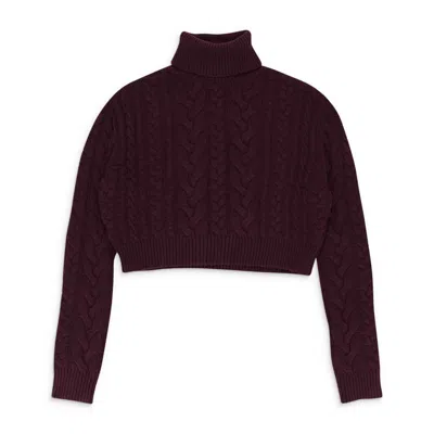 Amiri Cable Knit Burgundy Turtleneck Sweater In Multi