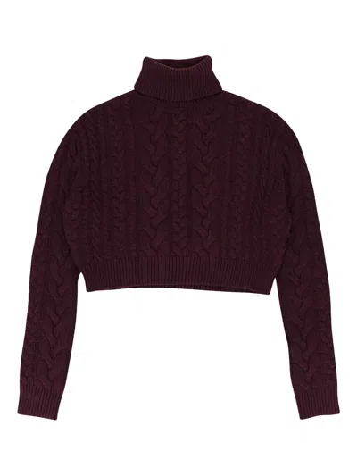 Amiri Cable-knit Sweater In Burgundy