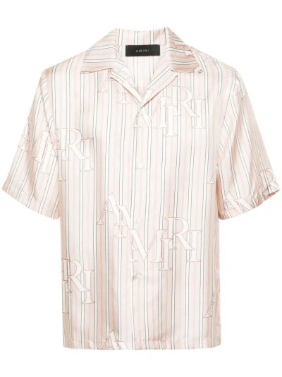 Amiri Camicia A Righe Con Logo In Pink