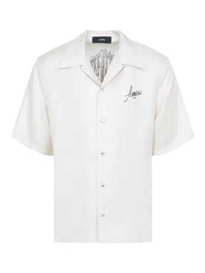 Amiri Short-sleeve Silk Camp Collar Shirt In White