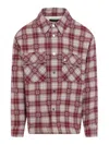 Amiri 'shotgun' Beige Shirt With Logo Print On Front And Rear And  All-over Check Motif