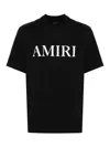Amiri Black Crewneck T-shirt With Logo Lettering Print On The Front In Cotton Man In Negro