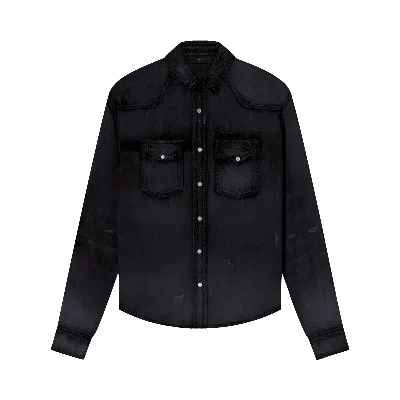 Pre-owned Amiri Camo Applique Denim Shirt 'aged Black'
