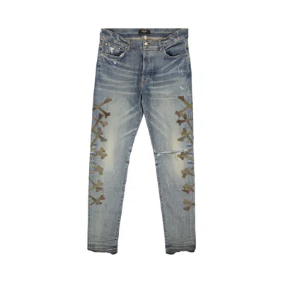 Pre-owned Amiri Camo Bones Jean 'indigo' | Blue | Men's Size 31