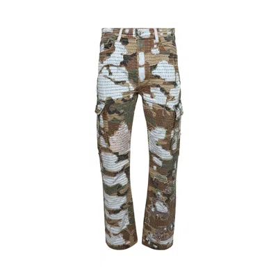 Pre-owned Amiri Camo Boro Repair Straight Jean 'perfect Indigo'