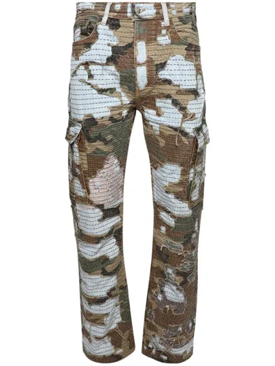 Amiri Repair Camouflage Distressed Straight-leg Jeans In Blue