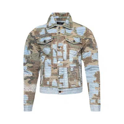 Pre-owned Amiri Camo Boro Repair Trucker 'perfect Indigo' | Blue | Men's Size Xxl