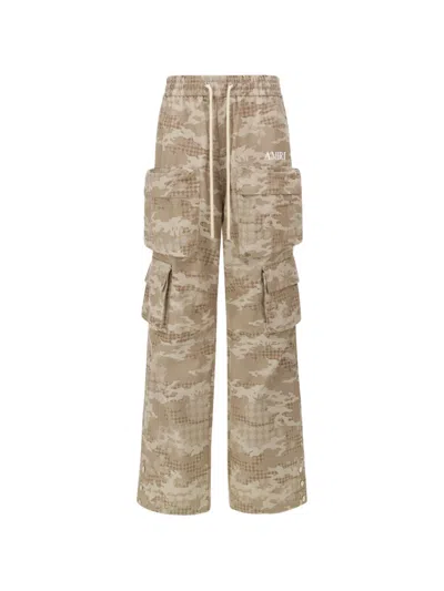 Amiri Camo Drawstring Cargo Pants In Brown