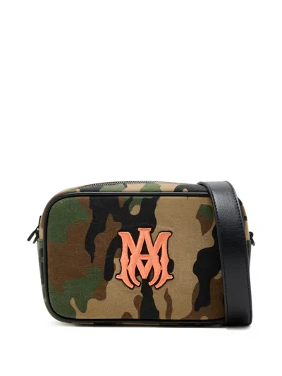 Amiri Camouflage Appliqué Wash Bag In Brown