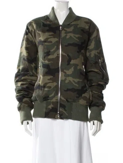 Pre-owned Amiri Camouflage Print Bomber Jacket In Green