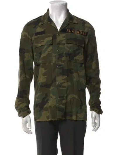 Pre-owned Amiri Camouflage Print Long Sleeve Shirt In Green