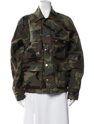 Pre-owned Amiri Camouflage Print Utility Jacket In Green
