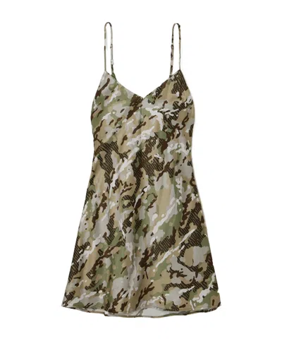 Amiri Camouflage-print Satin Mini Dress In Green