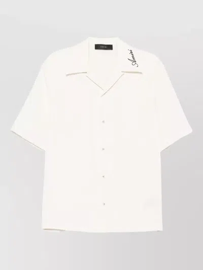 Amiri Camp Shirt Embroidered Detail Notched Lapels In White