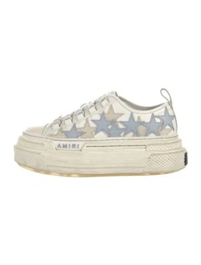 Pre-owned Amiri Canvas Embroidered Accent Sneakers In White