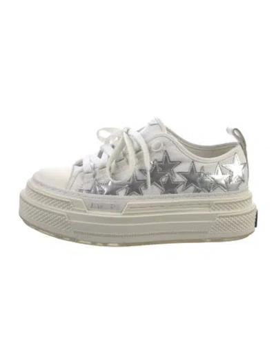 Pre-owned Amiri Canvas Graphic Print Sneakers In White