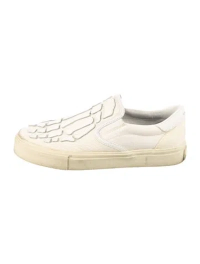 Pre-owned Amiri Canvas Leather Trim Embellishment Sneakers In Neutral