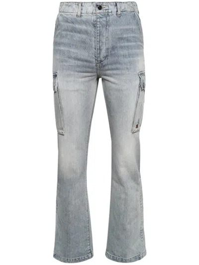 Amiri Blue Flared Jeans In Stone Indigo-14 oz I