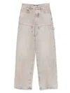 Amiri Wide-leg Distressed Denim Trousers With Carpenter Style In Multi