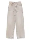 Amiri Wide-leg Distressed Denim Trousers With Carpenter Style In Neutral