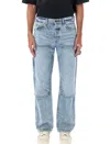 Amiri Carpenter Light Wash Wide Leg Jeans In Perfect Indigo