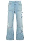 Amiri Mens Faded Indigo Repair Carpenter Monogram Denim Jeans In Blue