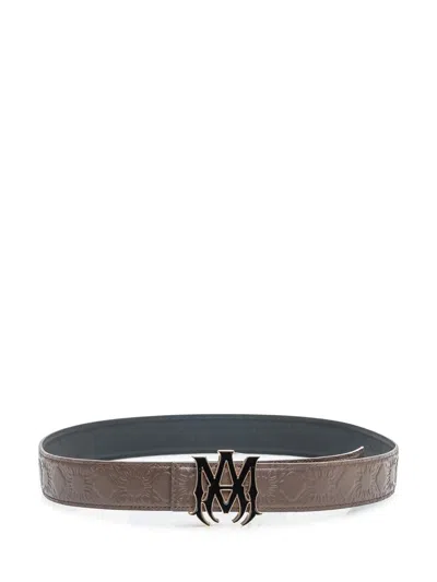 Amiri Embossed Logo Buckle Belt In Brown