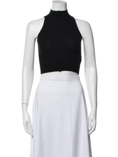 Pre-owned Amiri Cashmere Mock Neck Crop Top In Black