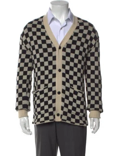 Pre-owned Amiri Cashmere Plaid Print Cardigan In Gray