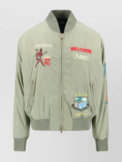 Amiri Casual Jacket With Ribbed Cuffs And Hem In Green