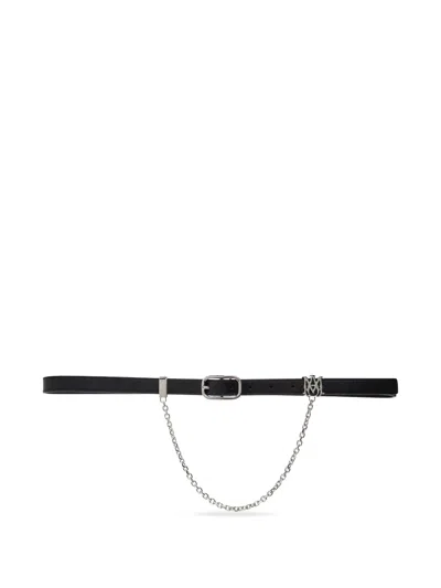 Amiri Chain-detail Leather Belt In Black