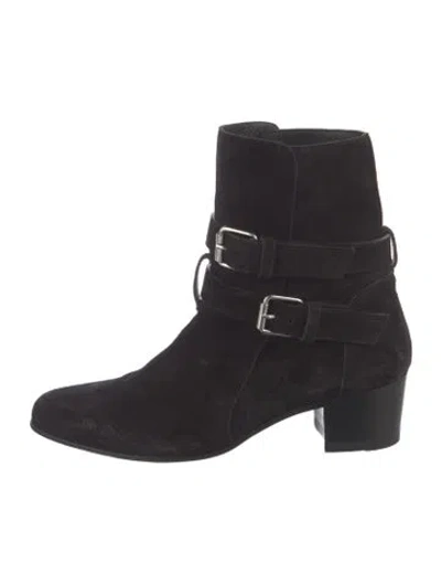 Pre-owned Amiri Chain-link Accent Suede Boots In Black