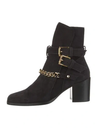Pre-owned Amiri Chain-link Accent Suede Boots In Black