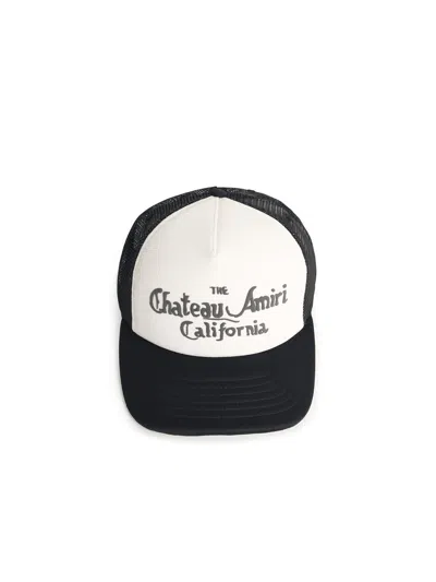 AMIRI AMIRI 'CHATEAU AMIRI' BLACK AND WHITE POLYESTER CAP MEN