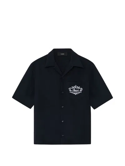 Amiri Chateau Crest Camp Shirt In Black