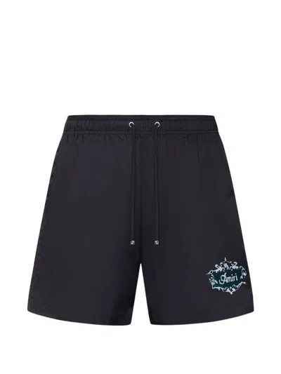 Amiri Chateau Crest Mini Swim Trunk In Black