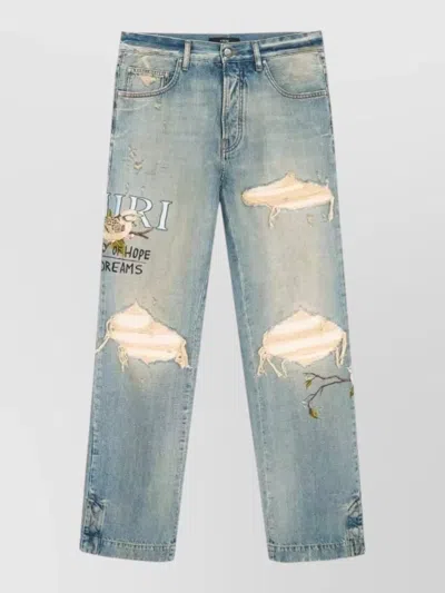 Amiri Chateau Graphic Print Straight Flare Trousers In Blue