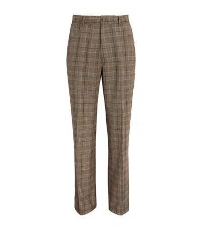 Amiri Check Bootcut Trousers In Brown