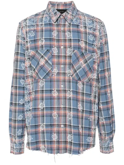 Amiri Check-pattern Cotton Shirt In Blue