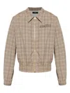 Amiri Check-pattern Embroidered-logo Jacket In Brown