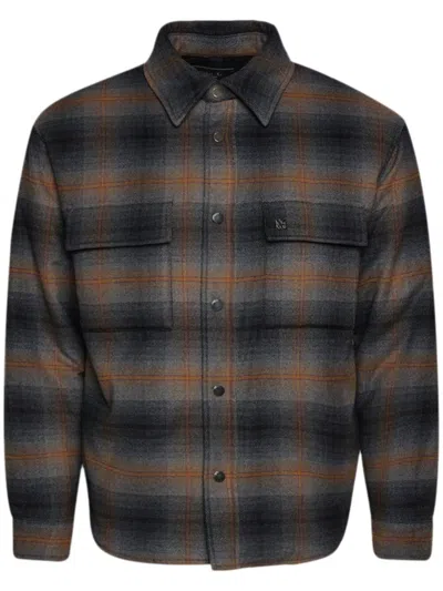 Amiri Check-pattern Long-sleeve Shirt In Brown