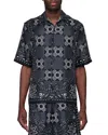 Amiri Silk Bowling Shirt With Cuban Collar And All-over Geometric Print In Multi
