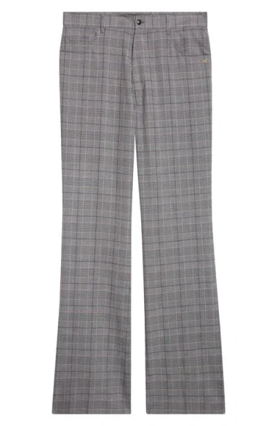 Amiri Check Wool Bootcut Pants In Gray