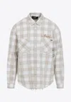 Amiri Light Camel Cotton Bleach Patch Flannel Bandana Shirt In Brown