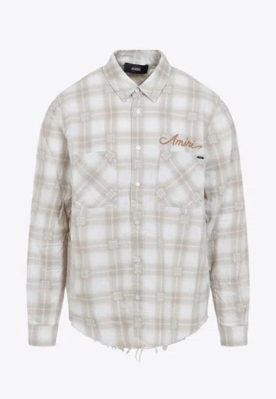 AMIRI CHECKED BANDANA-PATCH SHIRT