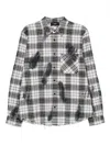 Amiri Ma Quad Bleach Splatter Flannel Button-up Shirt In Gray