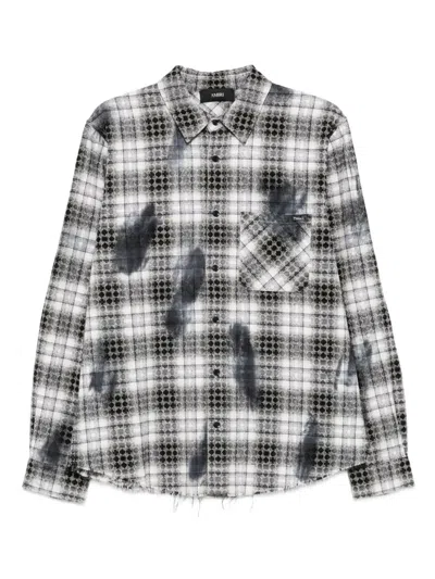 AMIRI CHECKED FRAYED SHIRT
