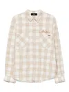 Amiri Bleach Bandana Patch Flannel Button-up Shirt In Brown