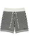 Amiri Checked-intarsia Wool-blend Shorts In Black