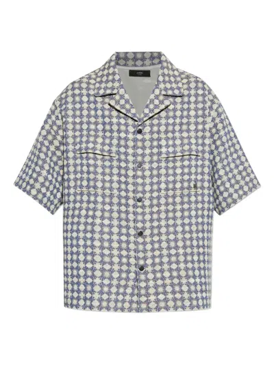 Amiri Checked Short-sleeve Shirt In Gray